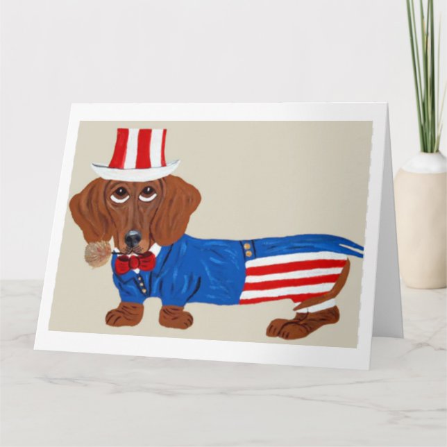 Dachshund Uncle Sam Invitation (Front)