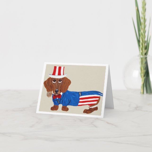 Dachshund Uncle Sam Invitation (Front)