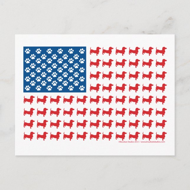 Dachshund USA Patriotic Flag Postcard (Front)