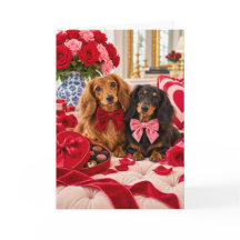 Dachshund Valentine Card Duo Longhair