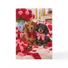 Dachshund Valentine Card Duo Shorthair
