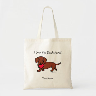 Dachshund Valentine Cartoon Tote Bag
