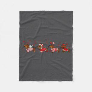 Dachshund Valentine Dachshund Valentine’s Day Saus Fleece Blanket
