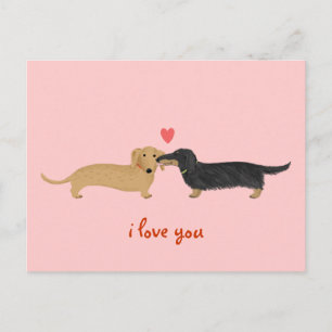 Dachshund Valentine Kiss Holiday Postcard