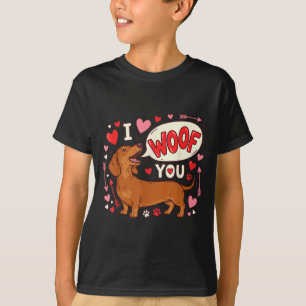 Dachshund Valentines Day I Woof You Love Wiener Do T-Shirt