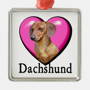 Dachshund Valentines Day Metal Ornament