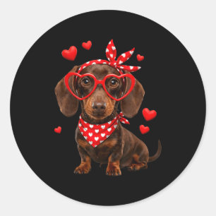 Dachshund Valentines Day Wiener Dog Lover Weenie H Classic Round Sticker