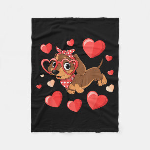 Dachshund Valentines Day Wiener Dog Lover Weenie H Fleece Blanket