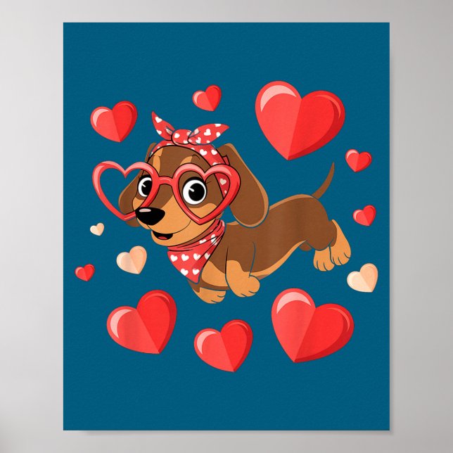 Dachshund Valentines Day Wiener Dog Lover Weenie H Poster (Front)