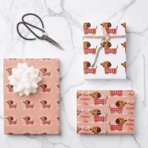 Dachshund Valentine's Day  Wrapping Paper Sheet