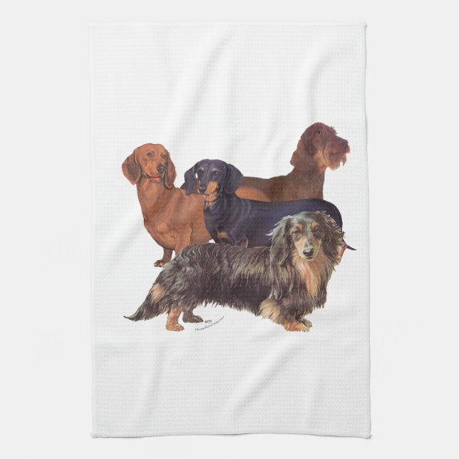 Dachshund Varieties Kitchen Towel (Vertical)