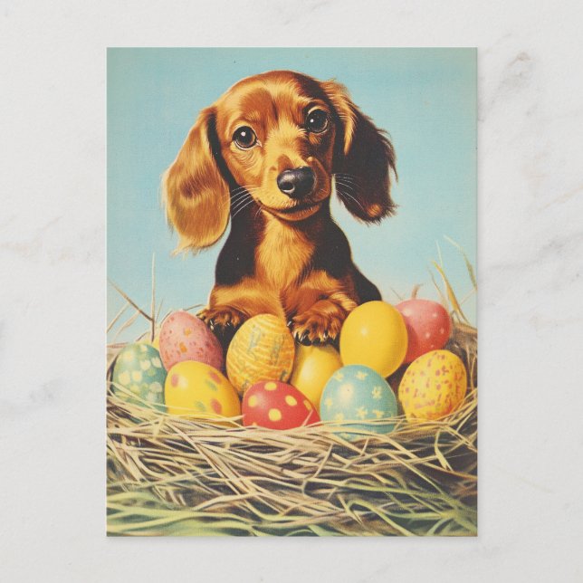 Dachshund Vintage Easter Postcard (Front)