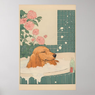 Dachshund Wall Art Japanese Style Bathroom Print