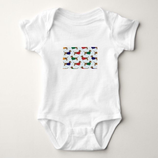 dachshund-wallpaper baby bodysuit (Front)