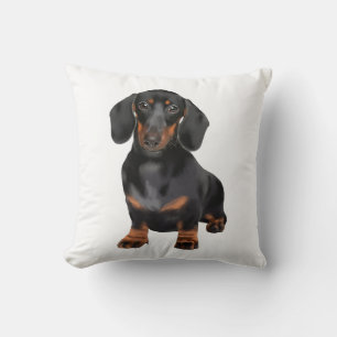 Dachshund Water Colour Art Painting Throw Pillow