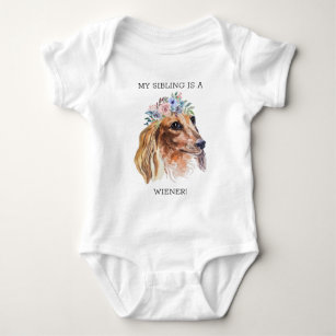Dachshund Watercolor Funny Quote Baby Bodysuit