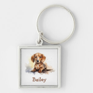Dachshund Watercolor Keychain