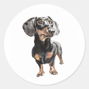 Dachshund Watercolor, Sausage Dog Wall Art  Classic Round Sticker