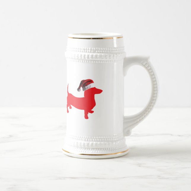 Dachshund wearing a Santa Claus Hat Beer Stein (Right)