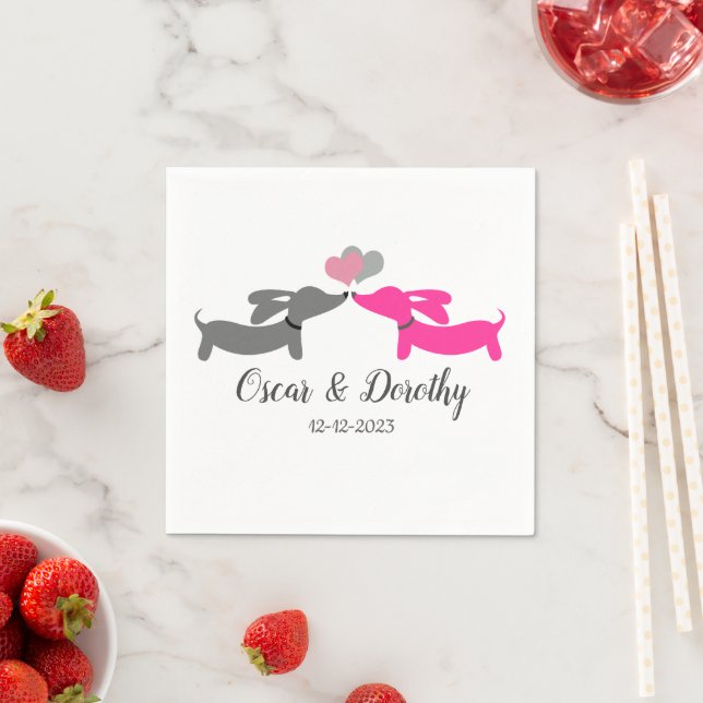 Dachshund Wedding Personalized Doxie Napkin (Insitu)