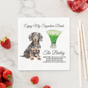 Dachshund Wedding Signature Drink Napkin