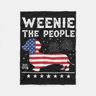 Dachshund Weenie The People Funny American Flag 4t Fleece Blanket