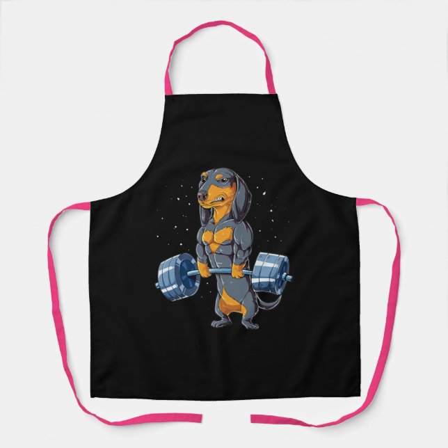 Dachshund Weightlifting Fitness Gym Apron (Front)
