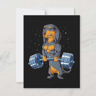 Dachshund Weightlifting Fitness Gym Thank You Card