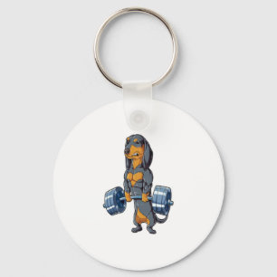 Dachshund Weightlifting   Keychain