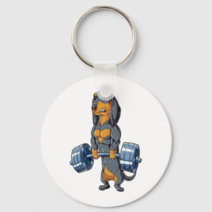 Dachshund Weightlifting   Keychain