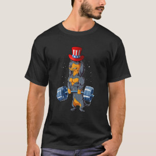 Dachshund Weightlifting Muscle Fun 4th Of July Unc T-Shirt