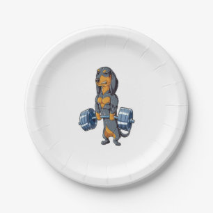 Dachshund Weightlifting Paper Plate