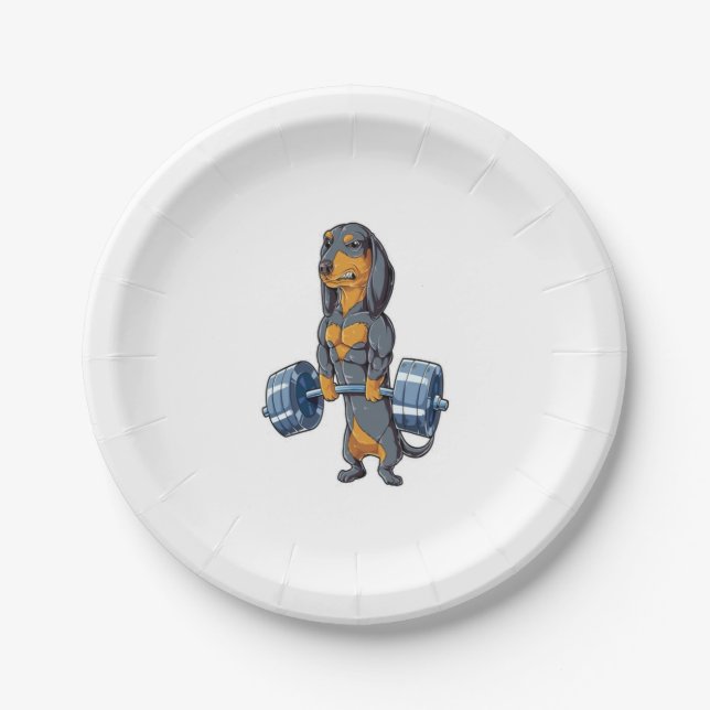 Dachshund Weightlifting   Paper Plate (Front)