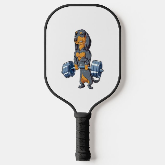 Dachshund Weightlifting   Pickleball Paddle (Front)