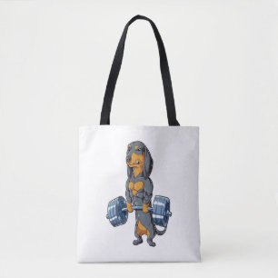 Dachshund Weightlifting Tote Bag