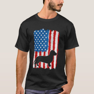 Dachshund Weiner Dog 4th Of July American Flag Men T-Shirt