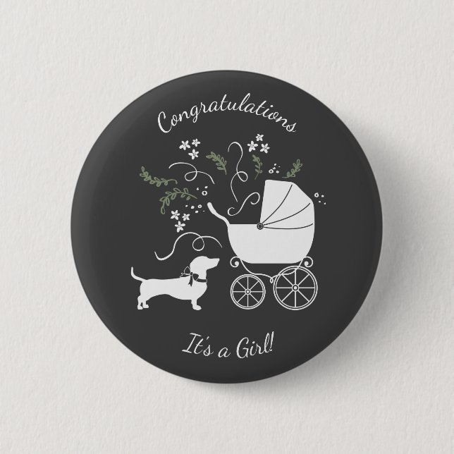 Dachshund Weiner Dog Baby Shower 2 Inch Round Button (Front)