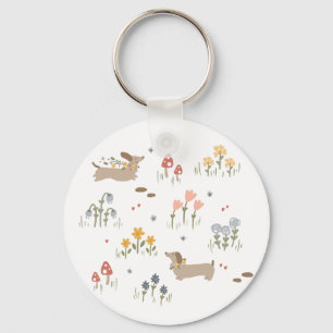 Dachshund Weiner Dog Lovers Wildflower Home Keychain