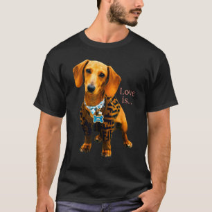 Dachshund  Weiner Dog Mom Dad Love Doxie Puppy Cut T-Shirt