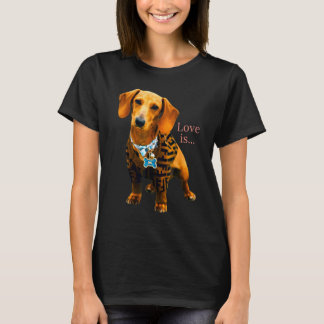 Dachshund  Weiner Dog Mom Dad Love Doxie Puppy Cut T-Shirt