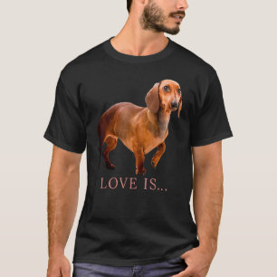 Dachshund  Weiner Dog Mom Dad Love Doxie Puppy Cut T-Shirt