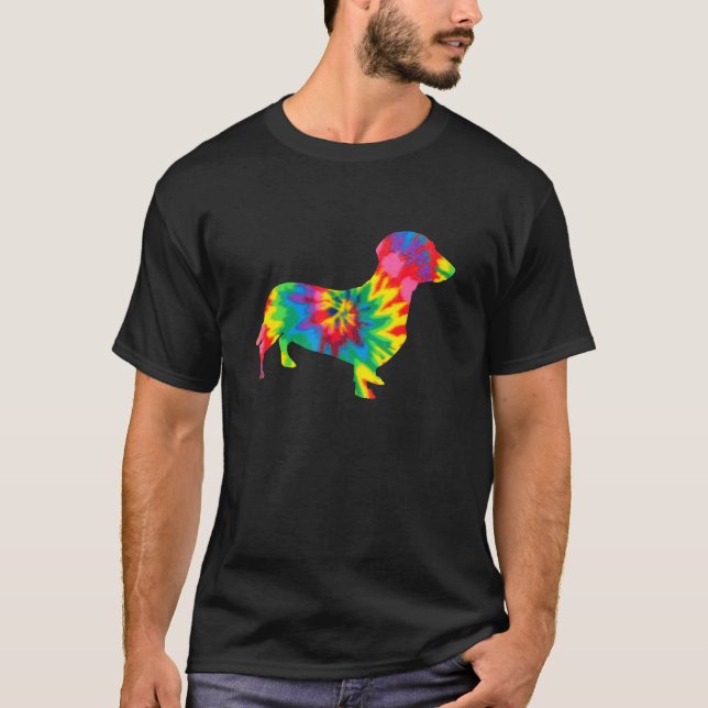Dachshund Weiner Dog Pet Parent Tie Dye Style T-Shirt (Front)