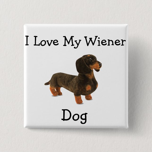 Dachshund Weiner Dog T-Shirt 2 Inch Square Button (Front)