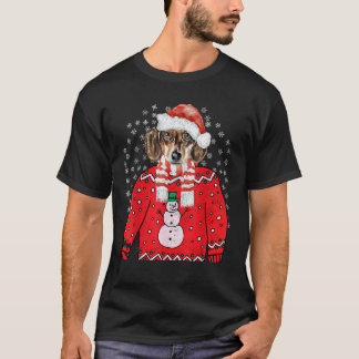 Dachshund Weiner Dog Ugly Xmas Santa Tee Funny Dox