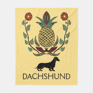 Dachshund Welcome Pineapple Fleece Blanket