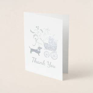 Dachshund Wiener Dog Baby Shower Pink Girl Foil Card