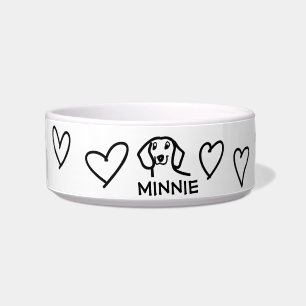Dachshund Wiener Dog Black and White Name Bowl