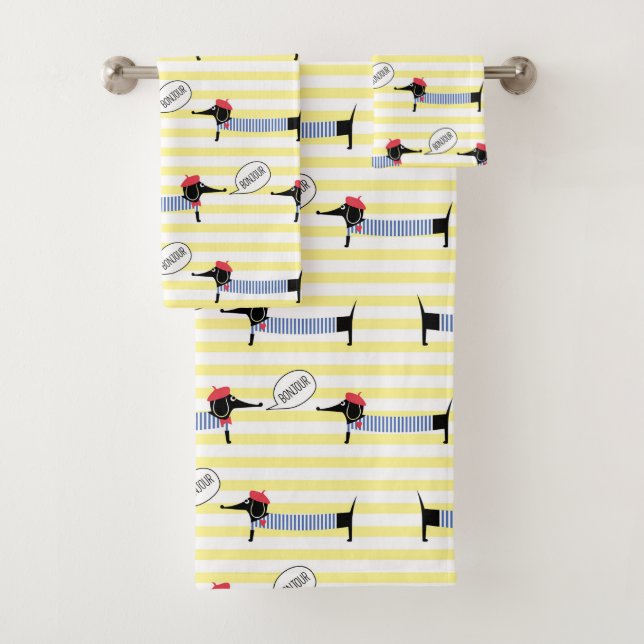 Dachshund Wiener Dog Bonjour Bath Towel Set (Insitu)