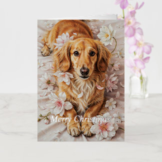 Dachshund Wiener Dog Christmas Greetings Foil Holiday Card