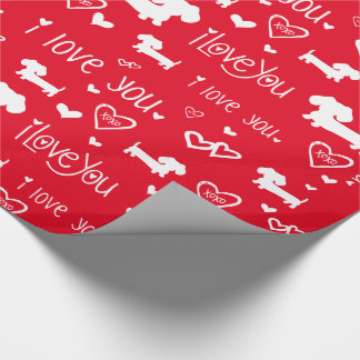 Dachshund Wiener Dog Hearts Love Gift Wrap Paper